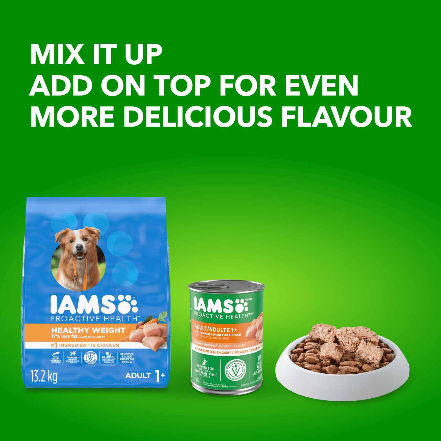 Iams Nourriture Sèche pour Chiens Adultes Contrôle du Poids Santé avec du Vrai Poulet 13.2kg
