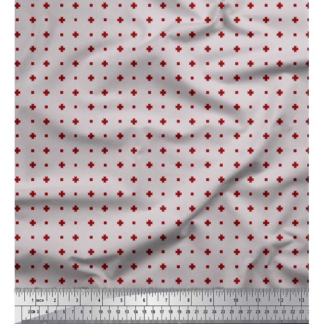 Soimoi Cotton Poplin Fabric Square & Plus Sign Shirting Fabric Prints by Yard 56 Inch Wide