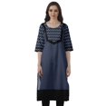 thumbnail image 1 of Moomaya Robes Indiennes pour Femmes Décontractées d'Été Imprimées Manches 3/4 Longue Kurta, 1 of 6