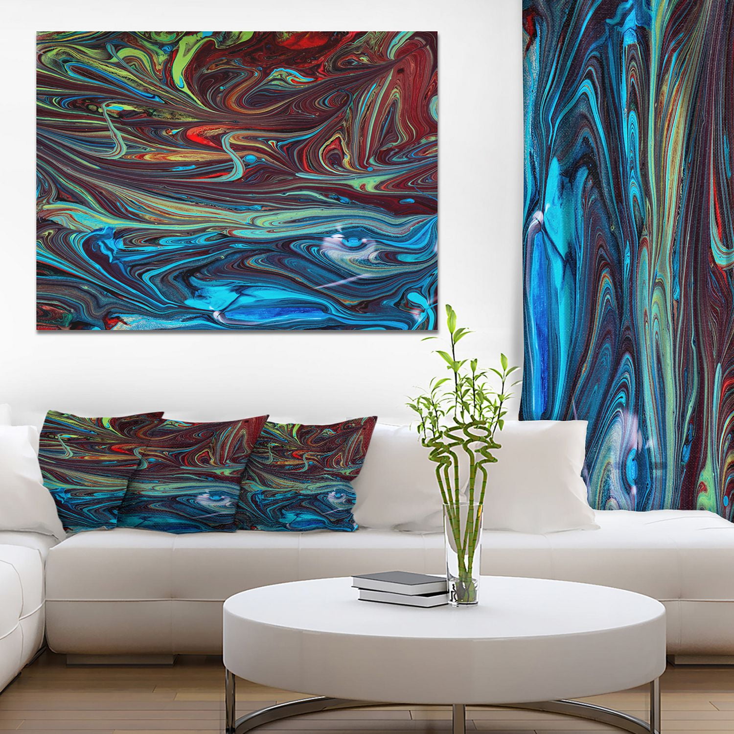 Design Art Peinture Acrylique Bleue Rouge Art Sur Toile