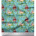 thumbnail image 1 of Soimoi Poly Georgette Fabric Leaves & Rabbit Animal Print Fabric by The Yard 42 Inch Wide, 1 of 5