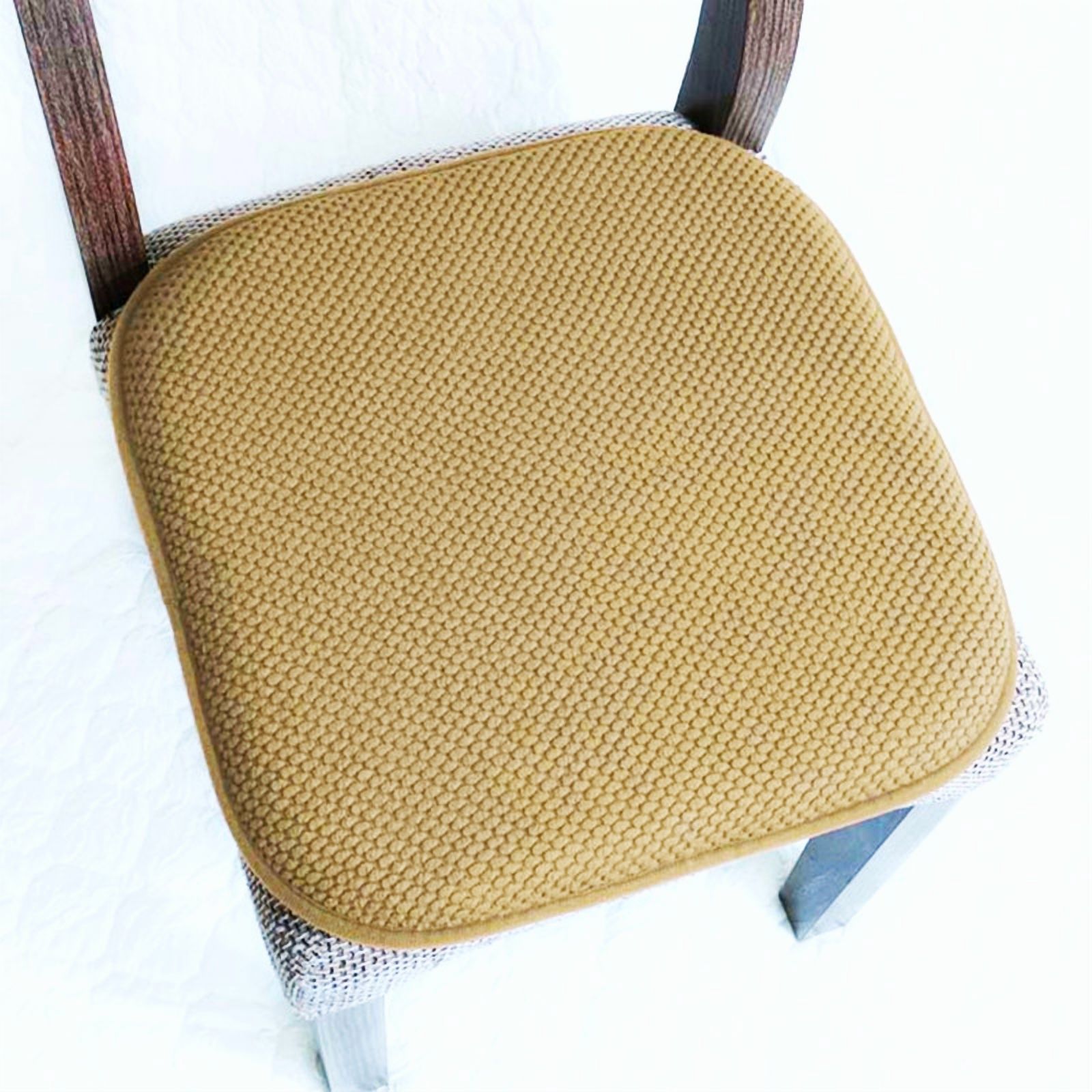 Marina Decoration Coussin Épais Confortable en Mousse à Mémoire de Forme Motif Nid d'Abeille Antidérapant Dossier en Caoutchouc pour Chaise de Cuisine, 2 Pack Taupe