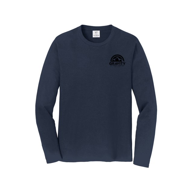 Gravity Outdoor Co. Chandail à Manches Longues - Bleu Marine Foncé - Logo Noir - m
