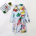 thumbnail image 2 of Zanarzt Infant Robe Childrens Flannel Robe Cartoon Print Home Fleece Bathrobe for Boys and Girls with Pockets Light Blue,6-7 Years, 2 of 6