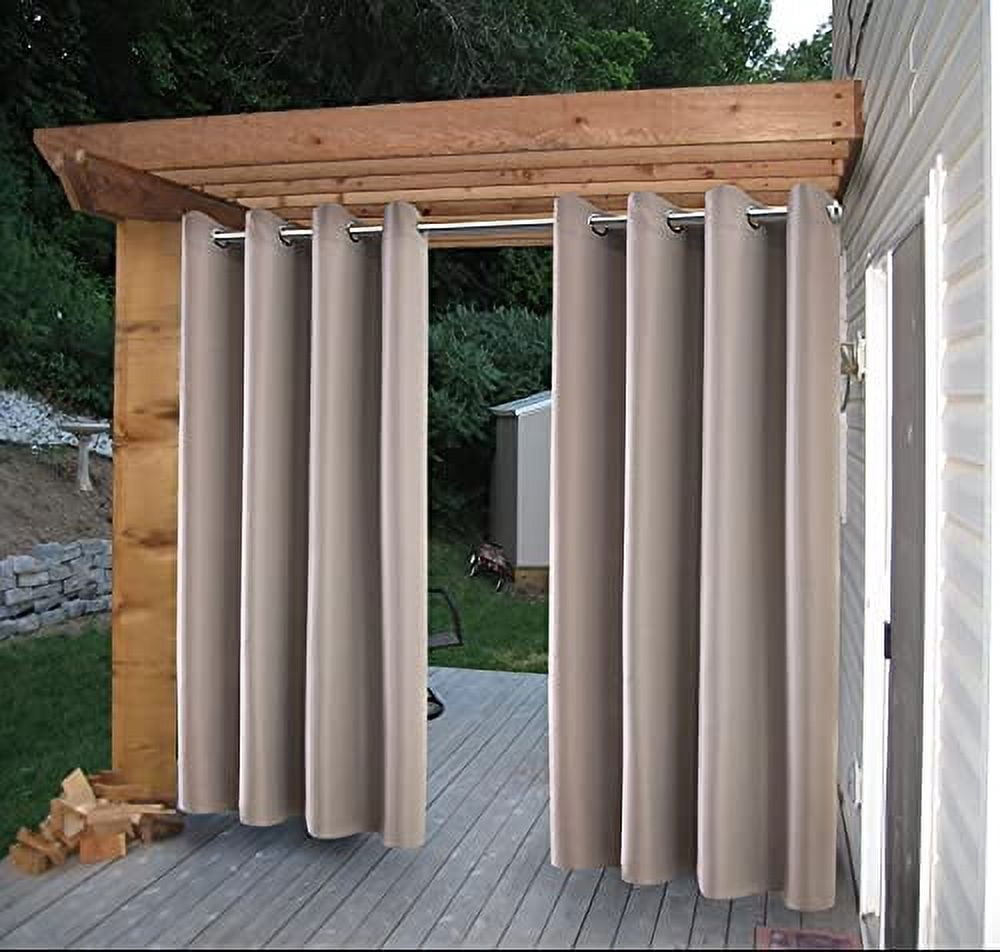 Cross Land Rideau Extérieur Imperméable pour patio,Jardin,Balcon, Antirouille à Oeillets - Rideau/drape à Oeillets Isolé Thermiquement Intérieur Extérieur,L54"TG96 Pouces,Gris,1 Panneau