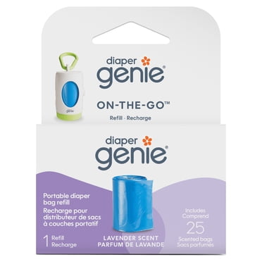 Recharge de sacs à couches pour distributeur portatif Diaper Genie, lavande, 25 sacs