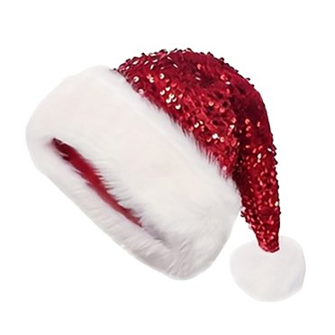 Under $10 Sequin Santa Hats, Polyester Sequin Santa Hats, A Sequin Santa Christmas Hats, Shiny Festive Headwear for Holiday Parties & Seasonal Photo Props