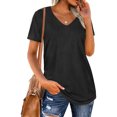 thumbnail image 2 of Pure Color V Neck Top,Pure Color V Neck Vertical Striped Pure Color Top Women T Shirt Quality You Can Trust, 2 of 5