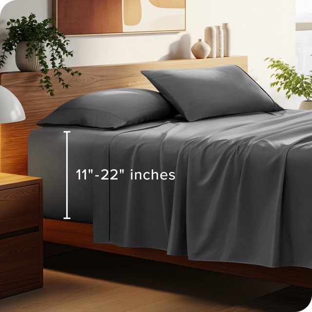 Bare Home 22" Extra Deep Pocket Sheet Set - Premium 1800 Collection - Ultra-Soft - Twin XL, Gray
