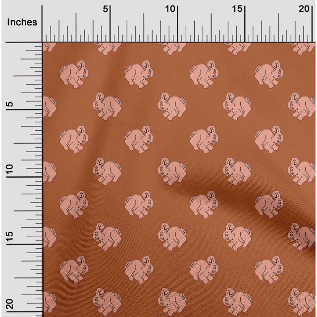 oneOone Georgette Viscose Fabric Rabbit Block Print Fabric By The Yard 42 Inch Wide