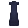 thumbnail image 4 of Tumotour Robe en Denim pour Femmes Été à Volants Sans Manches à Col en V Robe Longue en Jean Bleue Décontractée Ample Robe Maxi en Jean 2025, 4 of 7