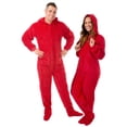 thumbnail image 1 of Pyjama à Capuchon à Pieds Rouge en Peluche, Siège Tombant, Pyjama à Pieds avec Rabat Arrière, 1 of 2