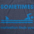 thumbnail image 2 of Mens Sometimes Motivation Finds You T Shirt Funny Shark Tee (Heather Navy) - M, 2 of 3