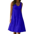 thumbnail image 1 of B91xZ Robes Décontractées pour Femmes 2024 Robes Décontractées Sans Manches Robe Mini Sans Manches Col en V à Nouer devant Robes d'Été Fluides, Bleu XXXXXL, 1 of 4