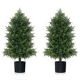 thumbnail image 1 of Gymax 2PCS 31.5'' Artificial Cedar Topiary Tree Faux Indoor Floor Plant w/ Sturdy Trunk, 1 of 9