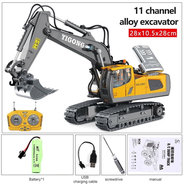 POINTERTECK 2.4G High Tech 11 Channels RC Excavator Dump Trucks Bulldozer Alloy Plastic Engineering Vehicle Electronic Toys
