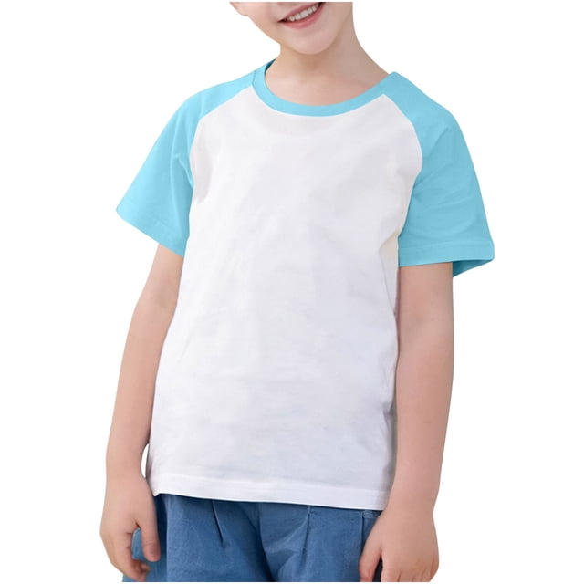 Timegard Girls Clothes Toddler Crew Neck Short Sleeve Comfy Cotton Block Color Tee Shirts Summer
