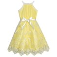 thumbnail image 2 of Girls Dress Yellow Butterfly Embroidered Halter Dress 8 Years, 2 of 7