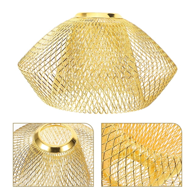 OULII Vintage Mesh Lamp Shade - Gold Metal Chandelier With Hollow Shade For Table Or Floor Light