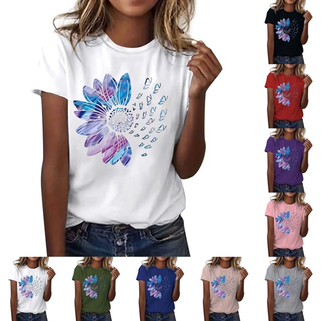 T-shirts Décontractés à Manches Courtes Imprimé Lettre Col Rond T-Shirt de Loisirs Oversize Femme Rose TTTG