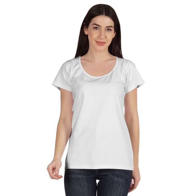 Inkmeso T-Shirt Basique à Encolure Dégagée Décontracté à Manches Courtes en Coton Uni T-Shirt Haut pour Femmes