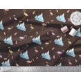 thumbnail image 3 of Soimoi Brown Heavy Canvas Fabric Feather & Flamingo Bird Print Sewing Fabric Yard 58 Inch Wide, 3 of 3