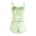 thumbnail image 2 of Women 2PCS Lingerie Set Slim Solid Sling Crop Top Short Elastic Band Pants, 2 of 8