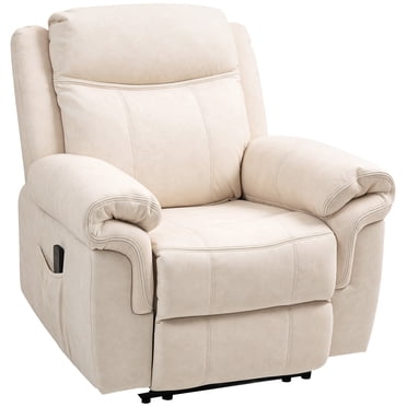HOMCOM Manual Recliner Chair with 8 Vibration Massage, Side Pockets, Cream