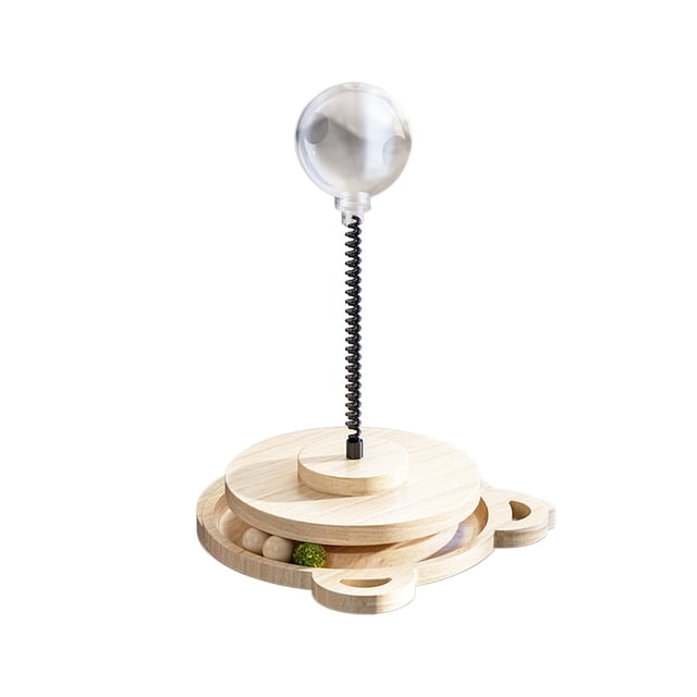 Twfbrm Pet Supplies Solid Wood Spring Rotating Catnip Set Cats Food Leaking Suitable For Pet Cats Teasing Stick Toy for Cats Dogs