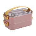 thumbnail image 1 of EGNMCR Microwave Lunch Box Japanese Wood Bento Box 2 Layer Container Storage New dish towel, 1 of 6