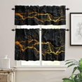 thumbnail image 2 of Marble Texture Valances Set for Kitchen, Black and Gold Abstract Marble Home Decor Rod Pocket Window Drapes for Kitchen Living Room Dining Room Office 52x18 Inch + 27x36 Inch X 2, 2 of 5