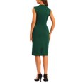 thumbnail image 3 of INSPIRE CHIC Robe Décontractée pour Femmes Col Rond Plissé devant Sans Manches Longueur Genou Robe Fourreau Vert Foncé S, 3 of 5