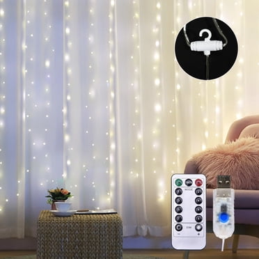 Yeacher 10 X 6FT 200LEDs Curtain String Lights Curtain Fairy Lights Christmas Decorative Hanging Lights Copper Wire Waterfall Lights with 8 Lights Modes Remote Control for Wedding Party Home