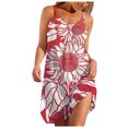 thumbnail image 2 of SMihono Robe Bohème d'Été pour Femmes Grande Taille Mode pour Femmes Aguichant Sans Manches à Rayures Imprimées Ourlet Imprimé Robe de Plage Ample, 2 of 3