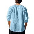 thumbnail image 4 of zbxnLI Mens Linen Shirts Drawstring V Neck Long Sleeve Shirt Lightweight Spring Fall Long Sleeve T-Shirts, 4 of 8