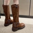 thumbnail image 4 of EGNMCR Knee High Boots Fall Winter Tall Round Toe Chunky Heel Boots Ladies Fashion Casual Boots, 4 of 5