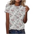 thumbnail image 2 of Hauts d'Été pour Femmes DYTTDG T-shirt à Fleurs Mode pour Femmes Grande Taille Col Rond Manches Courtes Décontracté Ample Tee Haut Hauts pour Femmes Liquidation Moins de 10 Multicolore,TG, 2 of 5