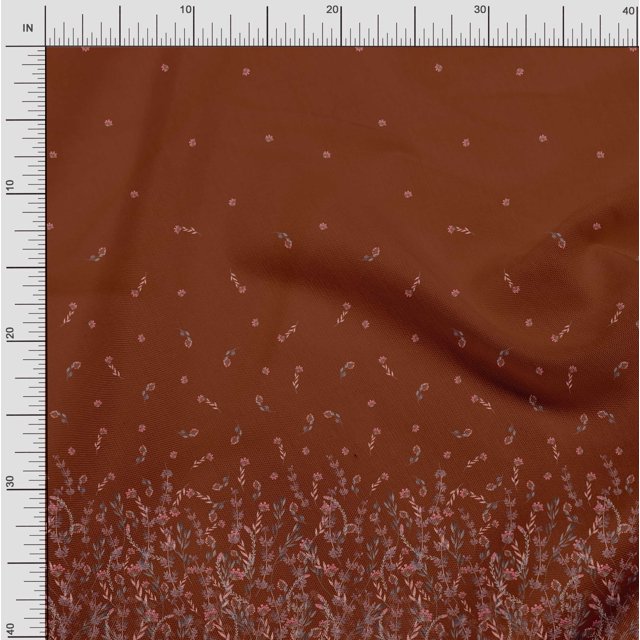 Soimoi Viscose Chiffon Fabric Leaves & Berries Panel Decor Fabric Printed Yard 42 Inch Wide