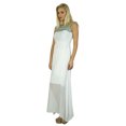 thumbnail image 3 of Bimba Robe Longue Maxi Blanche pour Femmes à Moitié Doublée avec Encolure Perlée, 3 of 6