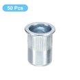 thumbnail image 3 of Unique Bargains M12 Rivet Nuts, 50 Pack Zinc Plated Carbon Steel Knurled Flat Head Threaded Insert Nuts, 3 of 5