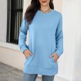 thumbnail image 2 of IROINID Offres T-Shirt à Manches Longues en Polyester pour Femmes Confortable Automne et Hiver Nouveau Col Rond avec Poche Chandail Hauts, Bleu, 2 of 7