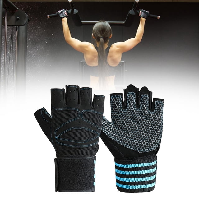 Quzzie Workout Gloves Exercise Gloves Non Slip Half Finger Weight Lifting Gloves Gym Gloves Full Palm Protection Polyester Lightweight Sturdy Suitable for Tr XL Blue