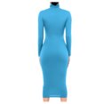 thumbnail image 4 of Gspmoly Robes pour Femmes, Mode Femme Robe Longue Ajustée à Col Montant à Manches Longues Robe de Couleur Unie Robes de Soirée pour Femmes Offres des Fêtes, 4 of 8