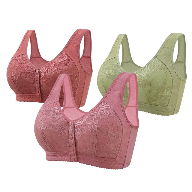 Wancir Bras for Women 2025 New Woman's Embroidery Front Button Large Size Underwear Bra without Steel Rim