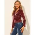 thumbnail image 4 of INSPIRE CHIC Veste de Moto Courte en Velours pour Femme à Fermeture Éclair et Revers Cranté, 4 of 6