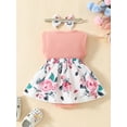 thumbnail image 3 of EYIIYE Barboteuse-Robe d'Été pour Bébés Filles Nouveau-Nés en Dentelle Sans Manches Combinaison à Imprimé Floral Patchwork Barboteuse Col Ras du Cou Justaucorps Robe avec Bandeau Mignonne Décontractée Vêtements Quotidiens, 3 of 9