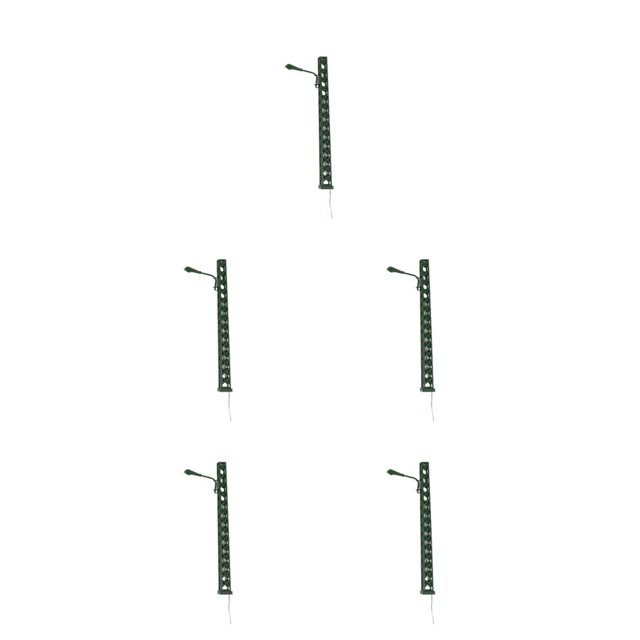 pitrice Model Railway Lamp Classical Pathway Single-Head Lightweight Ladder Streetlights Miniature Outdoor LED Metal Lamppost Green(White Light) 5Set