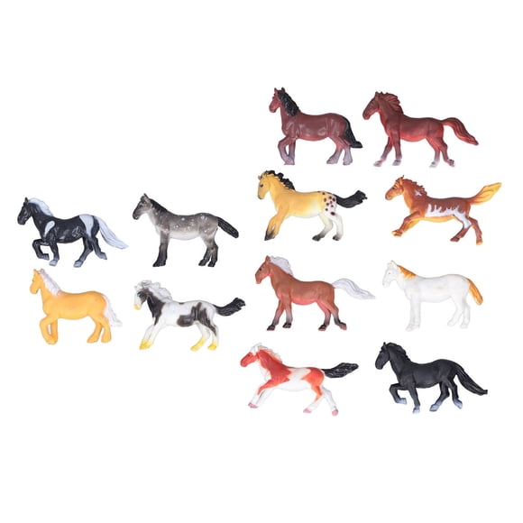 LAFGUR 12Pcs Toy Horses High Simulation Durable Plastic Different Posture Bright Colors Stimulate Imagination Horse Figurine,Horse Party Decorations,Toy Horses