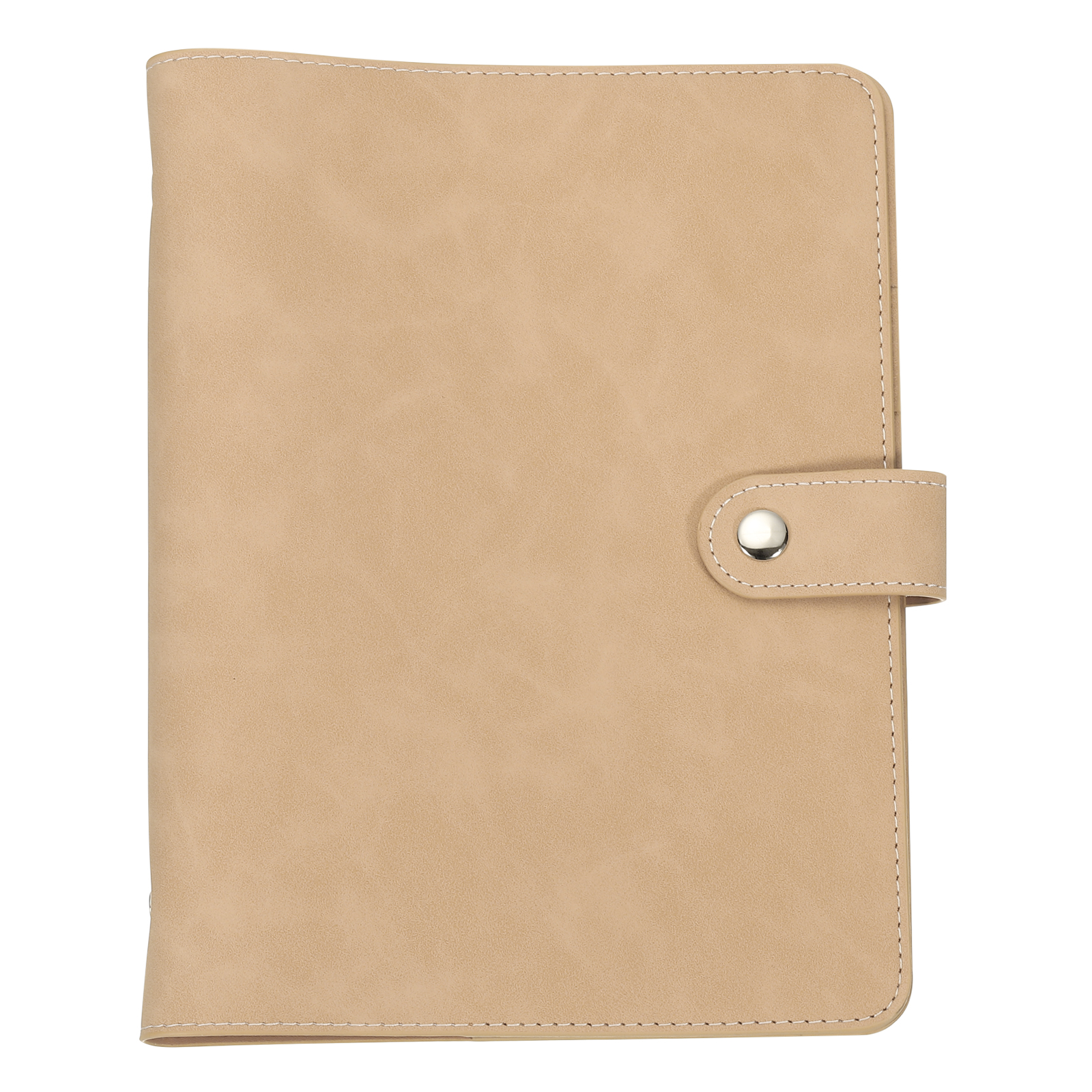 Uxcell A5 PU Leather Binder Cover, 6 Ring Loose Leaf Binder Protector Round Ring Binder Cover Refillable Notebook Binder for Meeting Photocard Budget Notebook Folder, Khaki