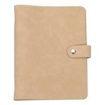 Uxcell A5 PU Leather Binder Cover, 6 Ring Loose Leaf Binder Protector Round Ring Binder Cover Refillable Notebook Binder for Meeting Photocard Budget Notebook Folder, Khaki
